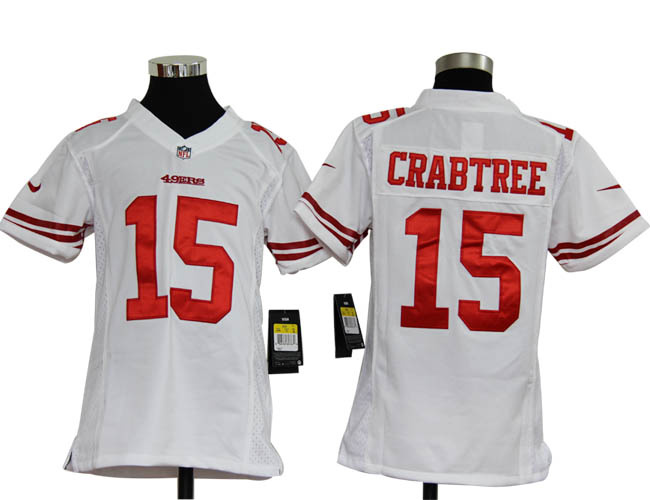 Nike white youths Game Jersey San Francisco 49ers 15Michael Crabtree